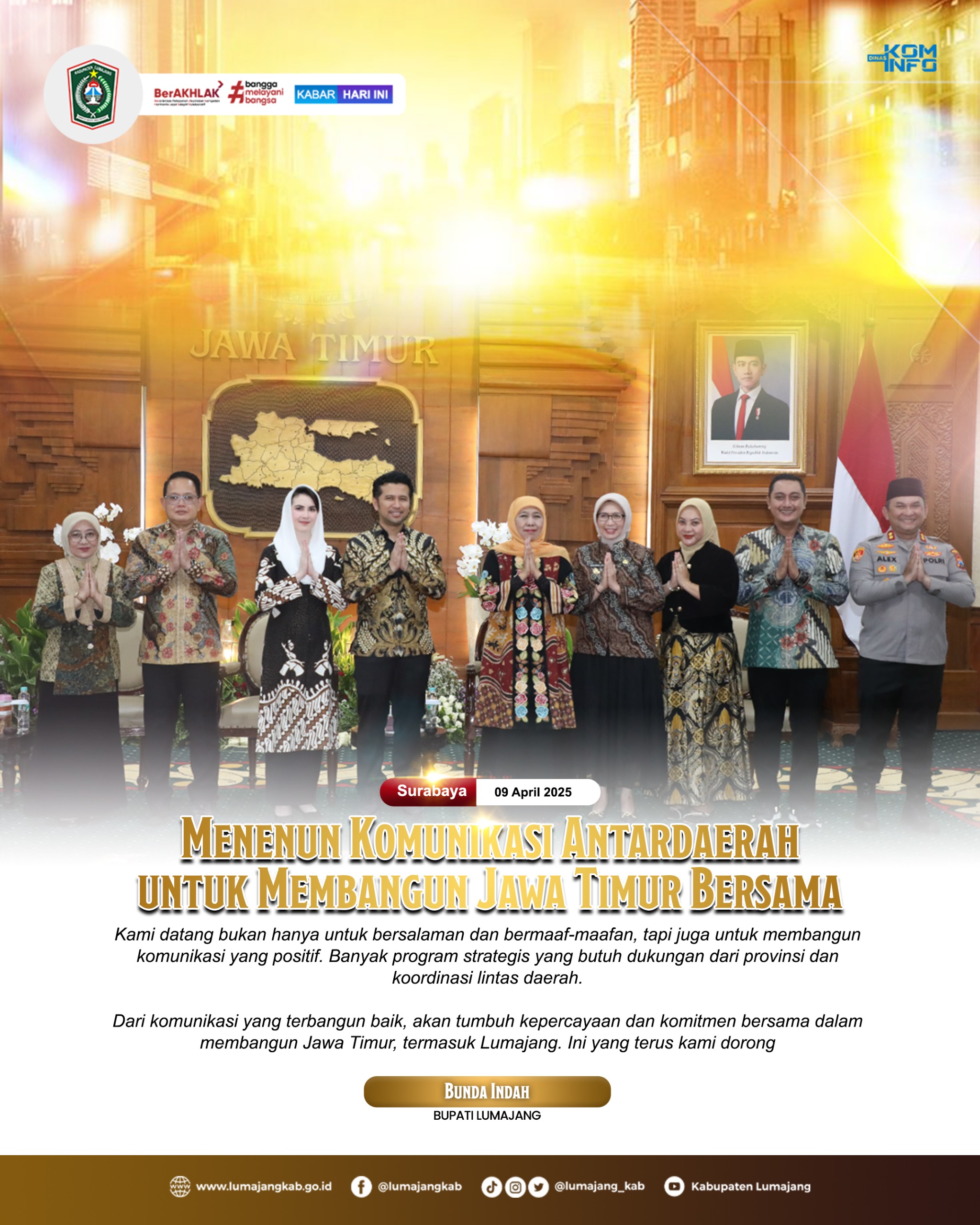 BUPATI BESERTA WAKIL MENGHADIRI ACARA HALAL BIHALAL BERSAMA GUBERNUR JATIM